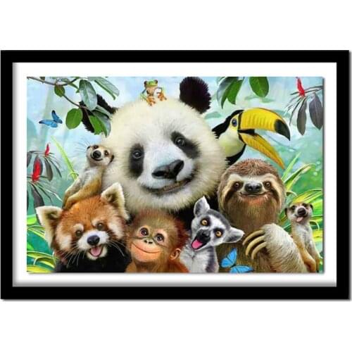 DIY Diamond Painting Cross Stitch Square Diamond Needlework Crafts Full Diamond Embroidery Animal panda ZB982