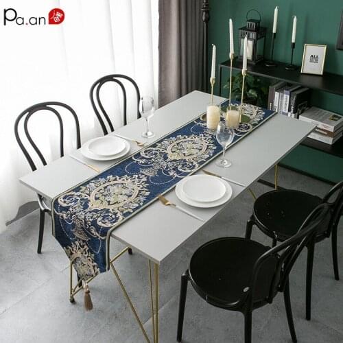 European Chenille Jacquard Table Runner Long Coffee Table Decoration Cloth Shoe Cabinet Restaurant Heat Insulation Tablecloth