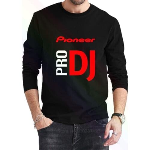 DJ official style Pioneer Logo Classic Black T-Shirt 2021 Newest Summer Mens Long Sleeve Popular Tees Shirt Tops Novel Unisex