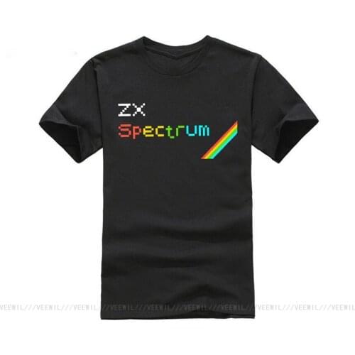 ZX Spectrum Retro Home Computer 8 Bit Logo Geek Nerd Black T Shirt Mans Unique Cotton Short Sleeves O Neck Short-sleeved T Shirt