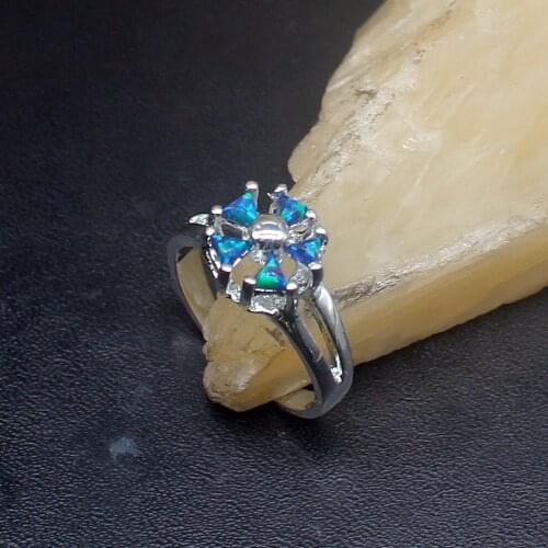 Gemstonefactory Jewelry Big Promotion Single Unique 925 Silver Fashion Blue Opal Charms Women Men Gifts Rings 7# 20213136