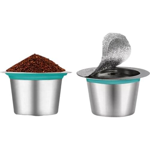 10 Pods 100 Seals Stainless Steel Nesspreso Refillable Capsulas Nespresso Coffee Capsule Pods Reusable Nespresso Coffee Filters