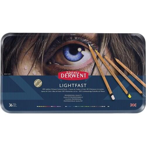 Lapis De Cor Permanente Derwent Lightfast 36 Cores Estojo Lat, Pencils, for Artist, Drawing, Professional, 36 Pack (2302721)