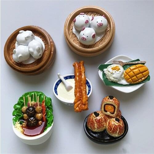 Fridge magnet chinese food breakfast china feature souvenir resion stereo art crafts kitchen decoration magnetic sticker paste