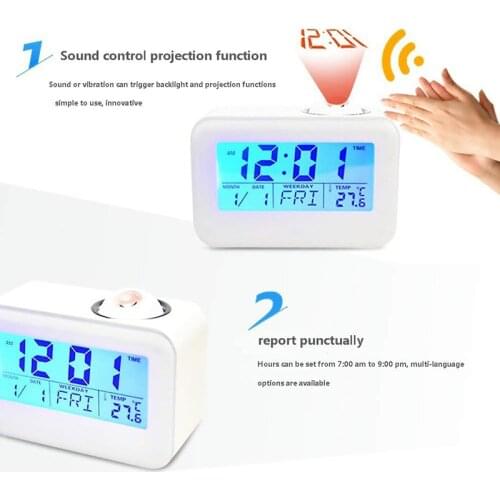 Fashion Projection Alarm Clock Multi-function Digital LCD Voice Talking LED Temperature Clock FBE3
