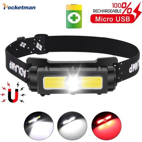 55000LM Powerful Headlamp USB Rechargeable Head Lamp Waterproof Headlight With Magnet Red Warning Light Camping Fishing Lighting