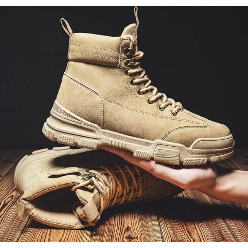 High-top men Boots winter new breathable Ankle Boots Male Lace Up slip Booties desert casual tooling Boots men shoes