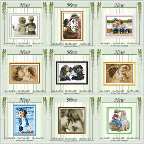 Lovely lovers Innocence Whisper girl boy counted printed on the canvas DMC 11CT 14CT kits Cross Stitch embroidery needlework Set