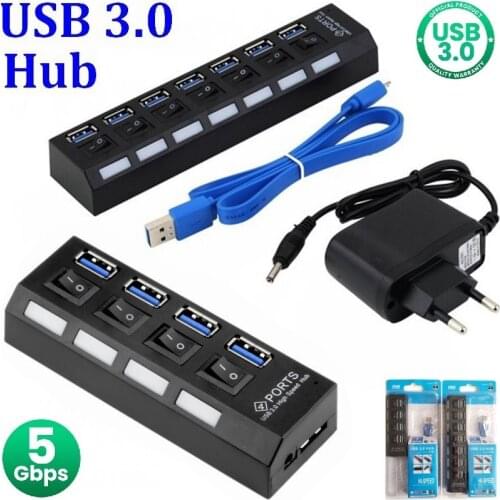 200set USB HUB 3.0 Super Speed 5Gbps 7 Ports USB 3.0 HUB USB Splitter With On/Off Switch Platooninsert For Computer Peripherals