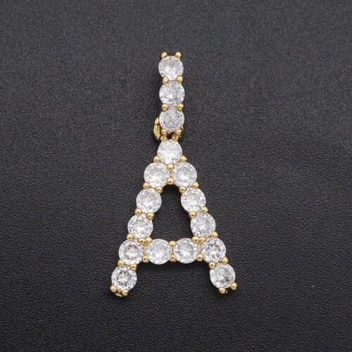 2020 New Trendy Gold Color CZ Zircon Initial Letter Necklace Pendant Women A-Z Alphabet Necklace Pendants Fashion Rapper Jewelry