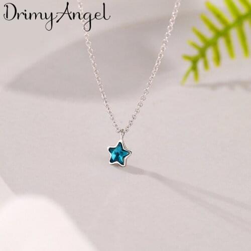 New Arrivals Silver Color Blue Star Necklaces for Women Wedding Jewelry Long Statement Necklaces