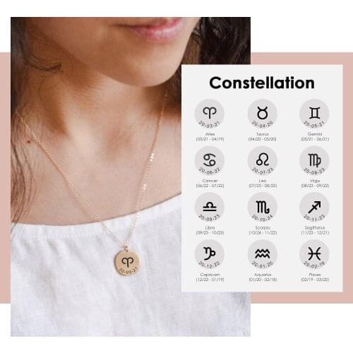 Visunion 316L Stainless Steel Necklace Custom Arc constellation Engraving Pattern Pendant Necklace Fashion Jewelry for Women New