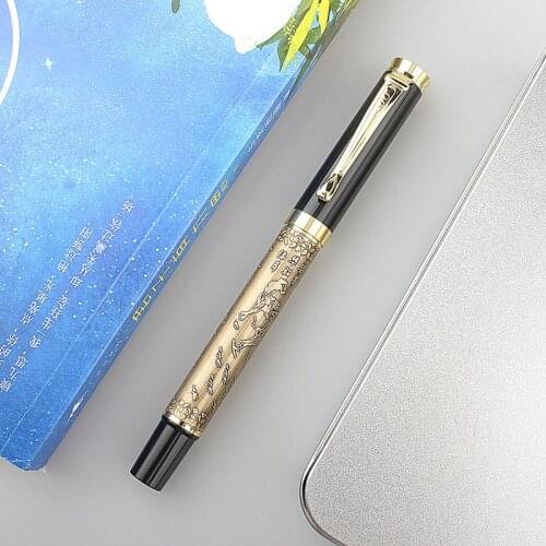 Luxury Golden Fountain Pen "the eight horses" GIFT Medium Nib Stationery Office school supplies