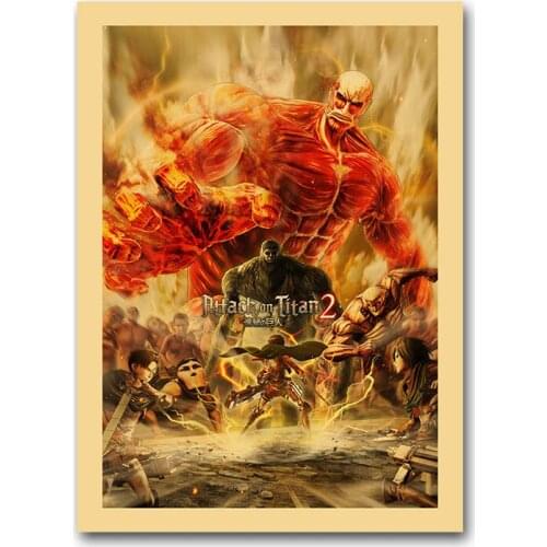 Attact on Titan 2 Japan Anime Canvas Art Poster Vintage Style Print Painting 13x20cm 60x90cm Wall Picture Bedroom Decoration