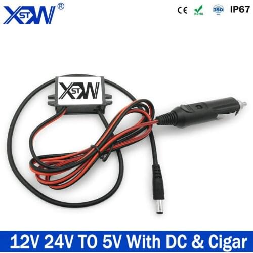 XWST DC DC Converter 12V 24V to 5V 3A 5A 30W Car Power Converters Triple USB Output Power Adapter DC Port Car Cigar Lighter Port