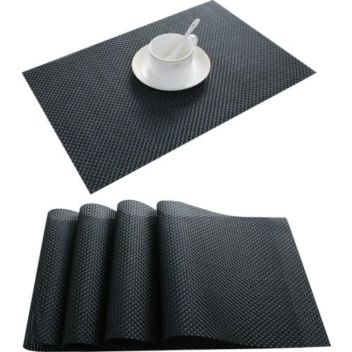 Durable Placemats Vinyl Easy To Clean Washable Kitchen Accessories PVC Heat Resistant Non-Slip Table Mats For Dinner Wedding