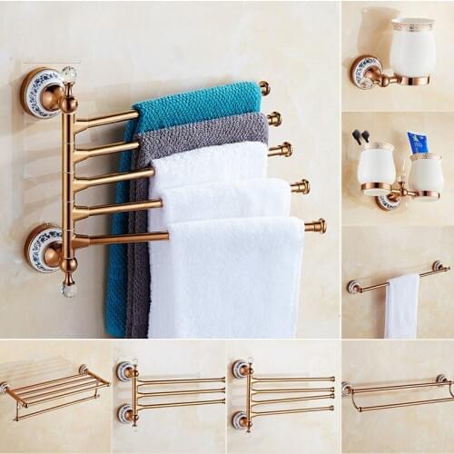 ZGRK Luxury Bathroom Accessories Set Wall Mount Rose Gold Ceramic Design Toilet Hardware Tissue Box Bathroom Accessories