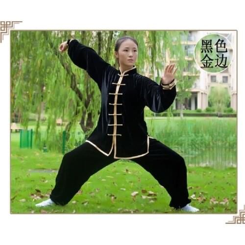 Women Men Tai Chi Clothing Practice Chinese Style Velvet Warm Winter Martial Art Shirt Pants Set
