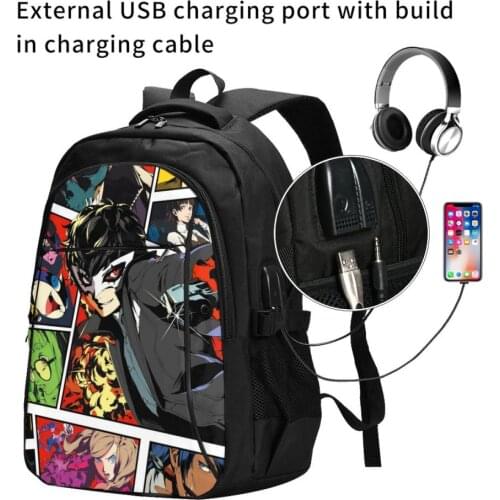 Joker Persona 5 Phantom Thieves Of Hearts USB Interface backpack Cartoon Anime School Bags Boys Rucksack Girls Knapsack Men Wome