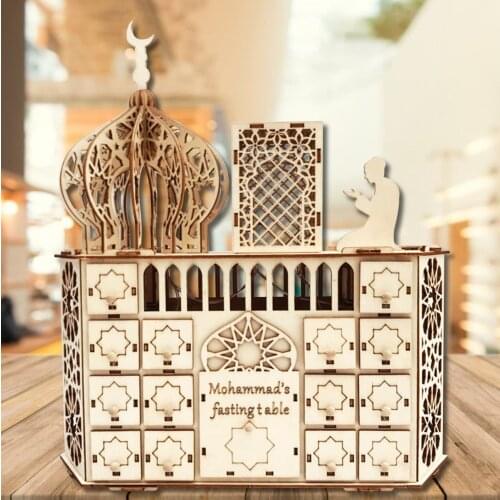 DIY Ramadan Countdown Wooden Calendar Crafts Pendants Eid Mubarak Accessories Ramadan Kareem Muslim Islamic Home Decor Favors