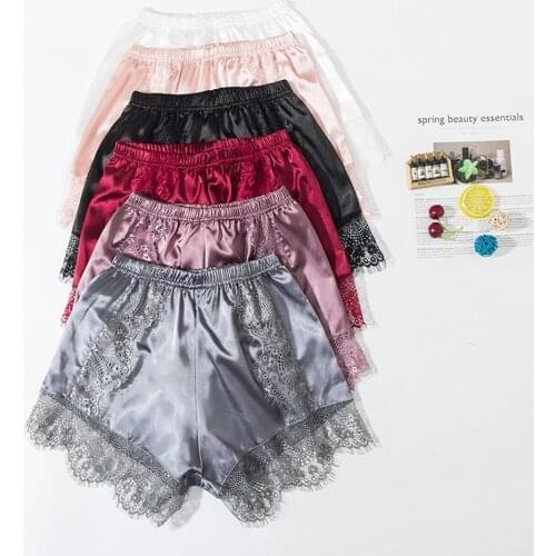 Sexy Lace Satin Safety Shorts Women 2021 Summer Home Casual Shorts Under Skirt Bottoming Short Female Boxer Brief Sleep Bottoms