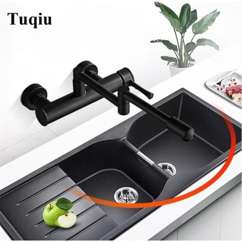 Kitchen Faucet Wall Mounted Single Handle ORB Finish Brass Kitchen Tap Bathroom Sink Faucet Kitchen Foldable Bathroom Mixers