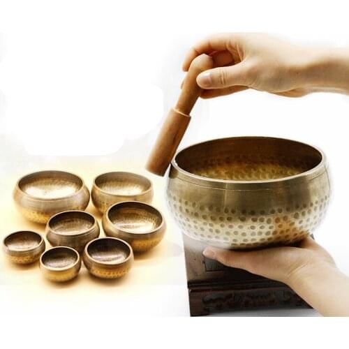 Tibetan Meditation Handmade Singing Bowl Tibetan Buddhist Brass Singing Bowl Sounds Bell For Yoga Healing Spiritual Gifts GU26