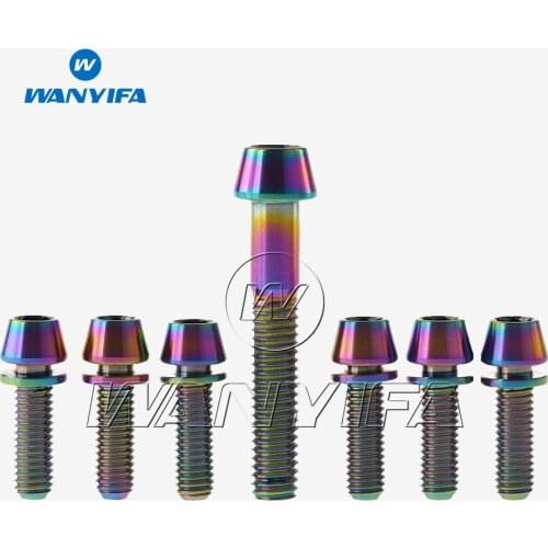 Wanyifa Titanium Ti Upgrade Kit Bolt ScrewM5 x 16 18 20mm Conical Head With Washer for Stem + M6x35 For Headset Caps