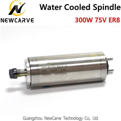 High Speed 300W Water Cooled Spindle Motor 75V ER8 Collet Milling Spindle Newcarve Spindle