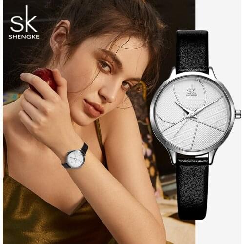 Shengke Women Watches 4 Colour Leather Strap Ladies Wrist Watch SK Top Brand Luxury Quartz Women Fashion Watch Dropshipping