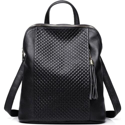 New Fashion Tassel Genuine Leather Women Backpacks High Quality Female Real Natural Leather Ladies Girl Student Casual Backpack