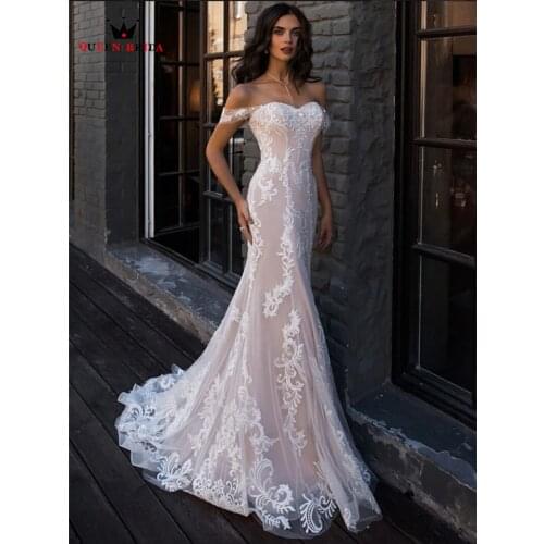 Sexy Wedding Dress 2021 Mermaid Sweetheart Cap Sleeve Tulle Lace Flowers Formal Bride Dress Custom Made KW44