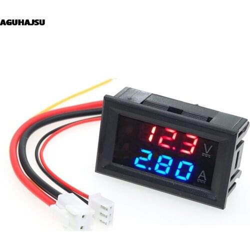 0.28"led DC0-100V 10A Digital Voltmeter Ammeter 2 in1 Multimeter 12V/24V Voltage Ampere Meter Volt Amp Gauge Panel Dual Display
