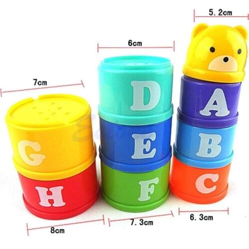New 1 Set Baby Children Kids Educational Toy Figures Letters Folding Cup Pagoda