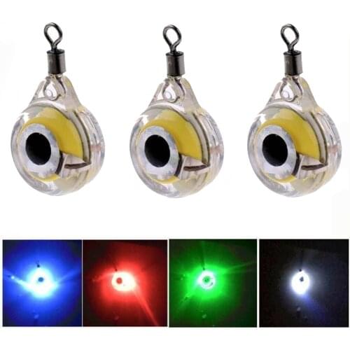 1pc/3pcs Mini Fishing Lure Light LED Deep Drop Underwater Eye Shape Fishing Squid Fishing Bait Luminous Lure for Attracting Fish