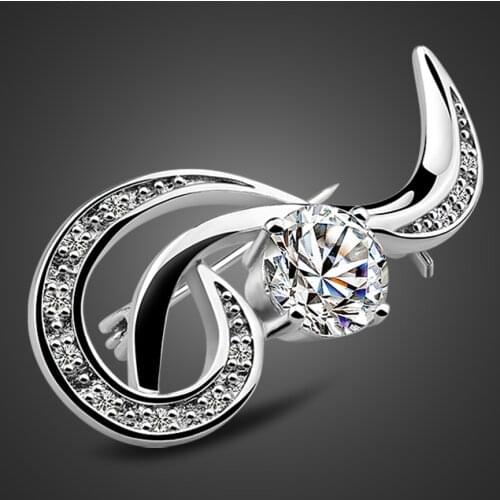 100% 925 Sterling Silver Fashion 5A Zircon Flower Brooch Sweater Coat Accessories Birthday Gift Brooches For Women Jewelry