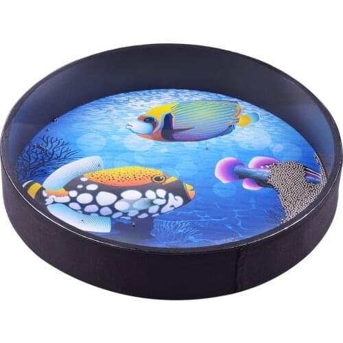 16/12 Inch Ocean Drum Wooden Handheld Sea Wave Drum Percussion Instrument Gentle Sea Sound Musical Toy Gift for Kids