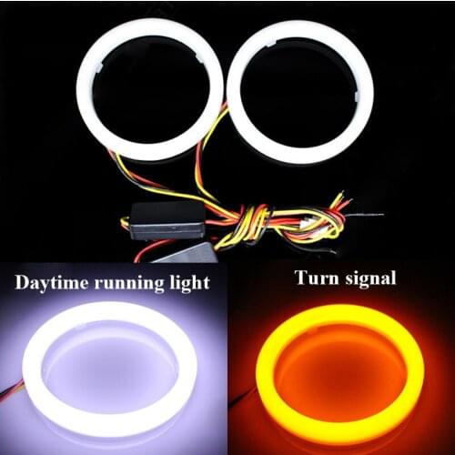 2PCS Halo Rings Car Led Angel Eyes Cotton White and Yellow 70mm 80mm 90mm 100mm 110mm 120mm Auto DRL Eyes with Turning Signal