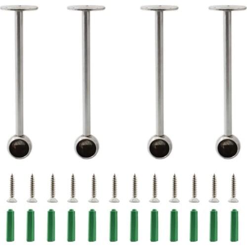 2PCS Stainless Steel Closed Rod Holder,20CM Heavy Duty Shower Curtain Rod Brackets,Wardrobe Pole Holder Flange Socket with Screw