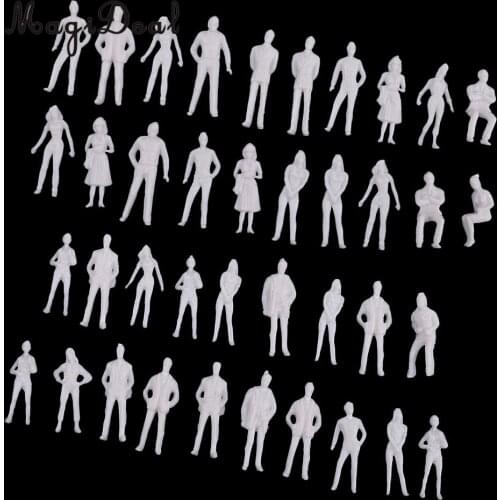 40Pcs 1/50 & 1/75 Scale Unpainted Model People Miniature Figures Architectural Model Human Plastic Scene Simulation