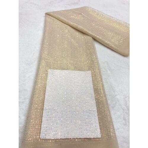 Sequins Craft African Lace Fabric French Mesh Swiss Tulle Sewing Design Banquet Party Wedding Dress 5 Yards Trimming Wholesale