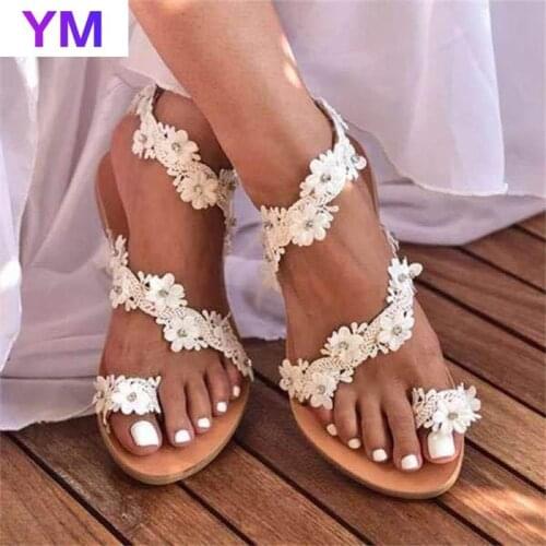 Summer Bohemia Women Slippers Sexy Flat Heel Rubber Sole Pu Beach Sandals Outdoor Slides Fashion Ladies Sandals Zapatos Mujer