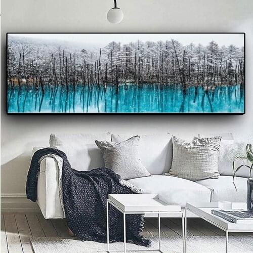 Large Snow Forest tree lake diamond Painting cross stitch mosaic Abstract painting embroidery full square rhinestone home decor