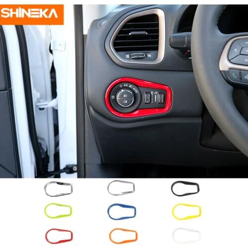 SHINEKA Car Styling Head light Lamp Switch Button Decorative Cover Frame Trim for Jeep Renegade 2016 2017 2018 2019
