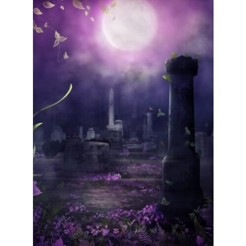 Wild purple flower kids photo backgrounds Happy Halloween holiday photography backdrops for photo studio props photophone HA-031