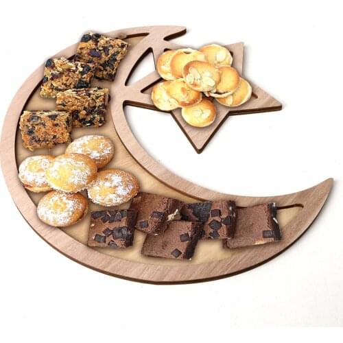 DIY Eid Wooden Dessert Tray EID MUBARAK Home Decor Ramadan Hanging Decoration Islamic Muslim Party Decoration Eid Al Adha