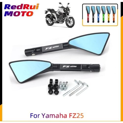 For Yamaha FZ25 FZ-25 Universal Motorcycle Accessories CNC Aluminum Blue Lens Rear View Side Mirror Laser Logo(FZ25)