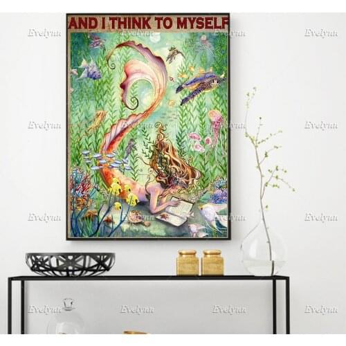 And I Think To Myself What A Wonderful World Mermind Poster, Little Mermaid, Book Poster Home Decor Canvas Wall Art Prints Gift