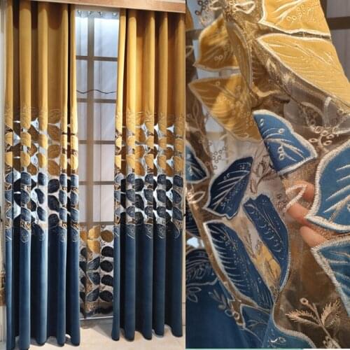 Classical Elegant Simple Curtain Chinese High-grade Flannel Hollow Embroidery Velvet Screen Curtains for Living Room Bedroom