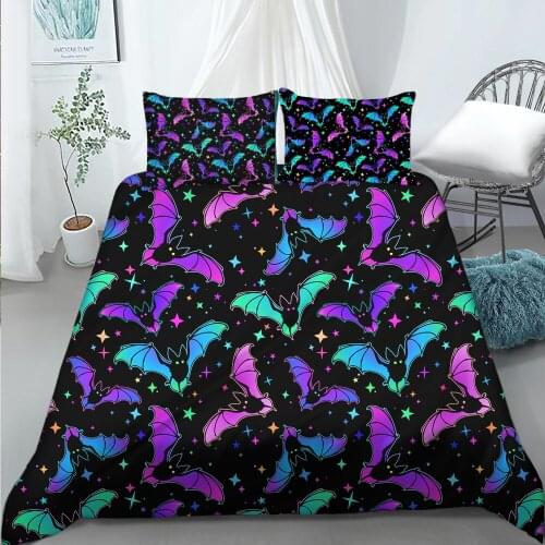 Bat Bedding Set for Helloween Decor Duvet Cover Set Adults Single Twin Size Bedding Bed Set Children Pillowcase Home Textiles